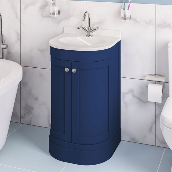 Eastbrook Hardwick 500 Blue Floor Standing Curved Vanity Unit