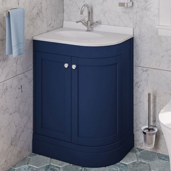 Eastbrook Hardwick 600 Blue Floor Standing Left Hand Curved Vanity Unit