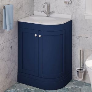 Eastbrook Hardwick 600 Blue Floor Standing Left Hand Curved Vanity Unit
