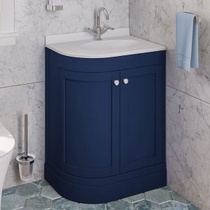 Eastbrook Hardwick 600 Blue Floor Standing Right Hand Curved Vanity Unit