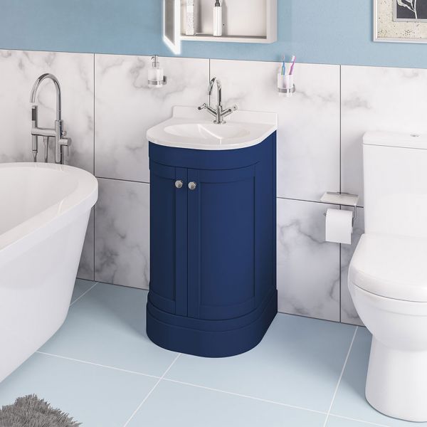 Eastbrook Hardwick 600 Blue Floor Standing Curved Vanity Unit #2