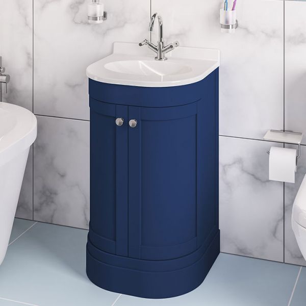 Eastbrook Hardwick 600 Blue Floor Standing Curved Vanity Unit