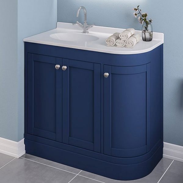 Eastbrook Hardwick 900 Blue Floor Standing Left Hand Curved Vanity Unit