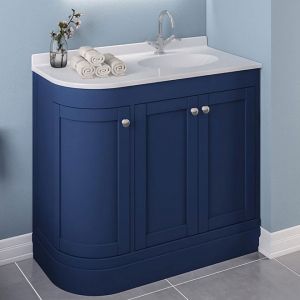 Eastbrook Hardwick 900 Blue Floor Standing Right Hand Curved Vanity Unit