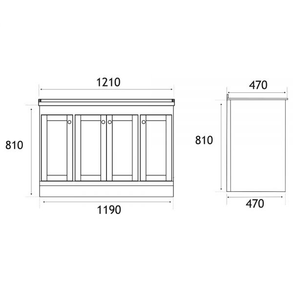 Eastbrook Hardwick 1200 Anthracite Floor Standing Square Double Vanity Unit #2