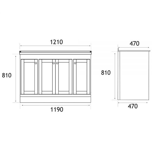 Eastbrook Hardwick 1200 White Floor Standing Square Vanity Unit #2
