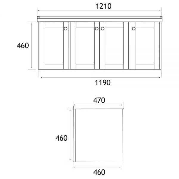 Eastbrook Hardwick 1200 Anthracite Wall Hung Square Double Vanity Unit #2