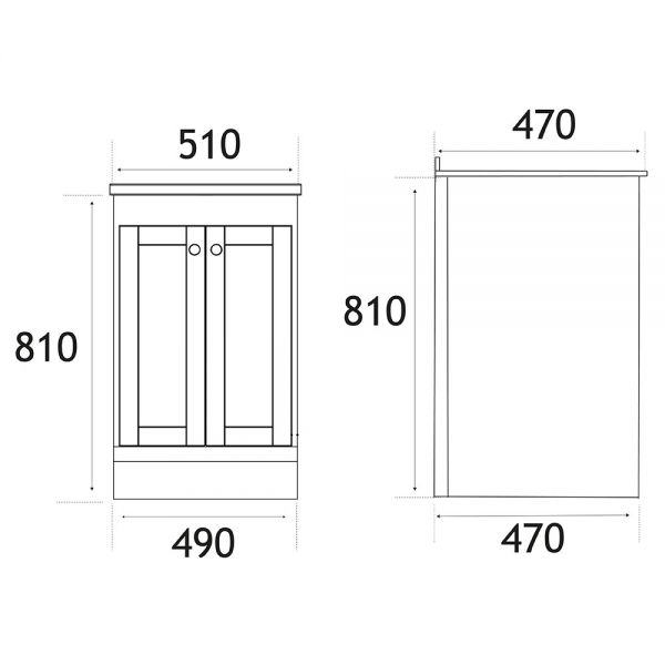 Eastbrook Hardwick 500 Anthracite Floor Standing Square Vanity Unit #2