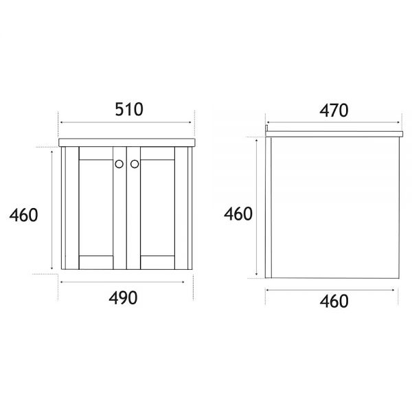 Eastbrook Hardwick 500 Anthracite Wall Hung Square Vanity Unit #2