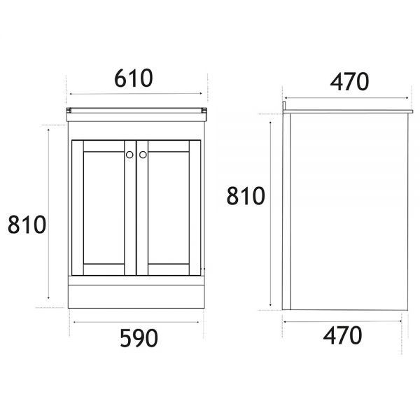 Eastbrook Hardwick 600 Anthracite Floor Standing Square Vanity Unit #2