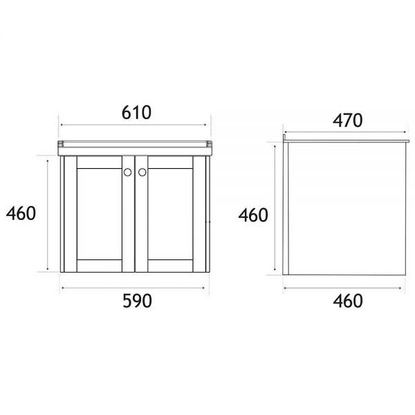 Eastbrook Hardwick 600 White Wall Hung Square Vanity Unit #2