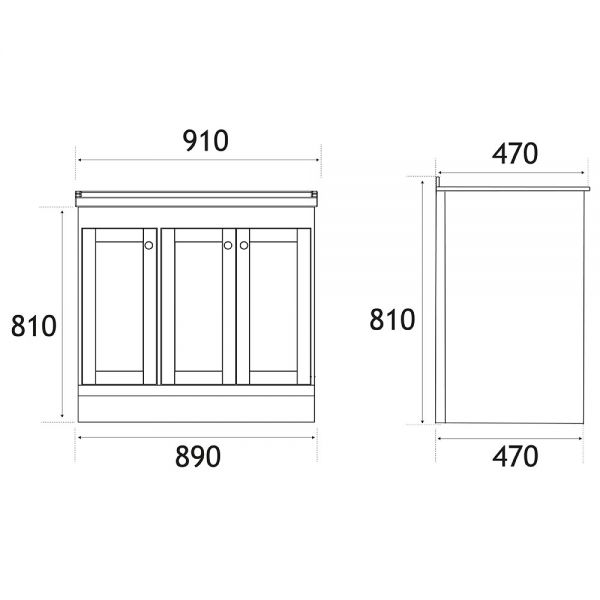 Eastbrook Hardwick 900 Anthracite Floor Standing Square Vanity Unit #2