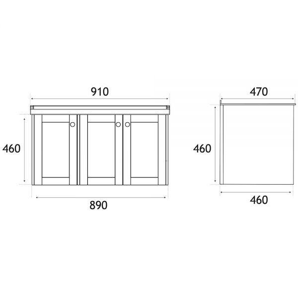 Eastbrook Hardwick 900 White Wall Hung Square Vanity Unit #2