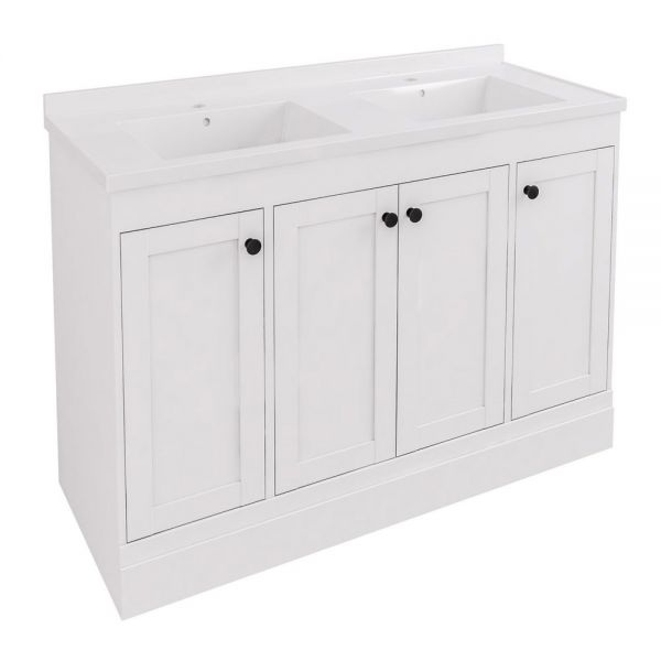 Eastbrook Hardwick 1200 White Floor Standing Square Double Vanity Unit #2