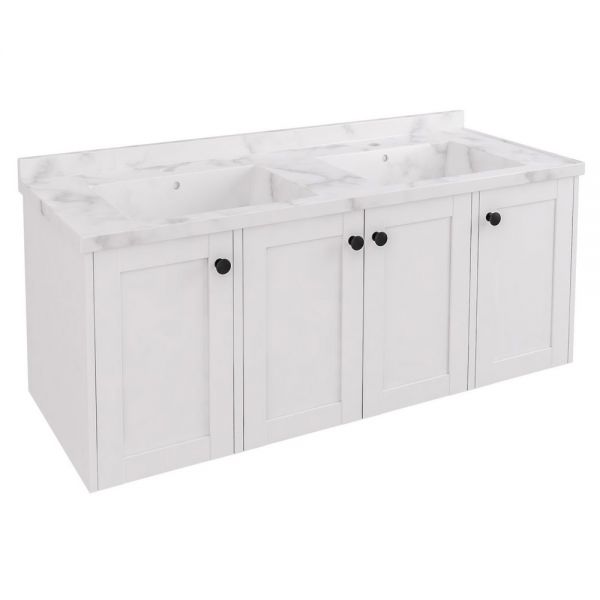 Eastbrook Hardwick 1200 White Wall Hung Square Double Vanity Unit