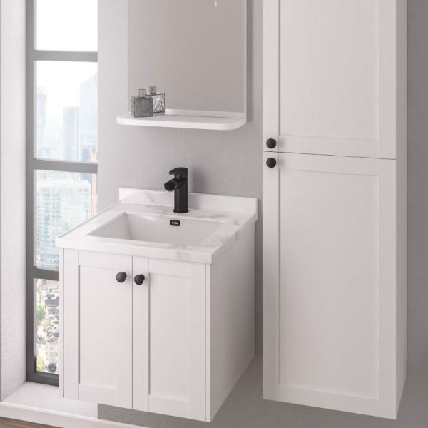 Eastbrook Hardwick 500 White Wall Hung Square Vanity Unit #2
