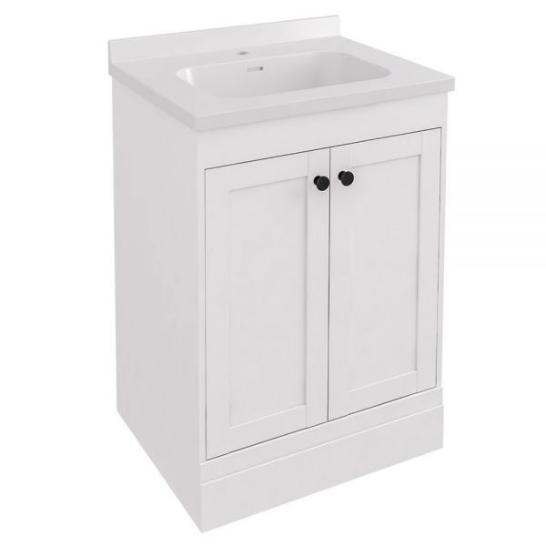 Eastbrook Hardwick 600 White Floor Standing Square Vanity Unit
