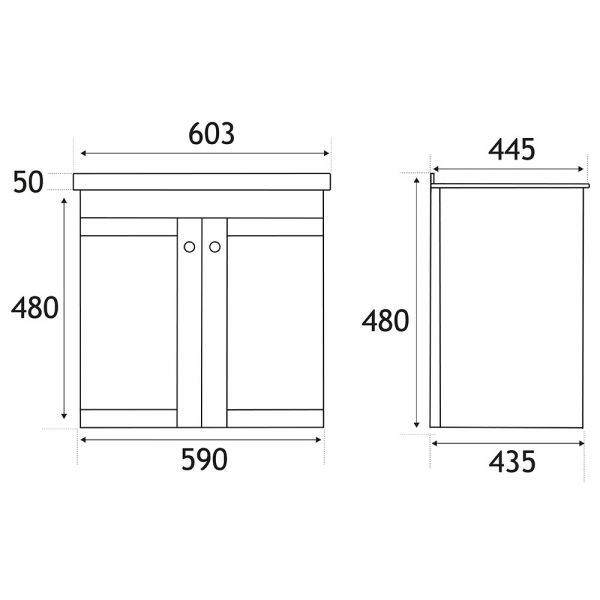 Eastbrook Hardwick 600 Anthracite Wall Hung Curved Vanity Unit #2