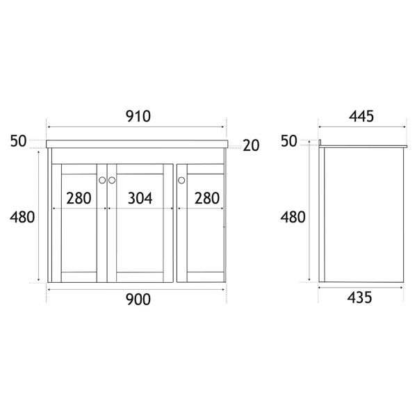 Eastbrook Hardwick 900 Anthracite Wall Hung Curved Vanity Unit #2
