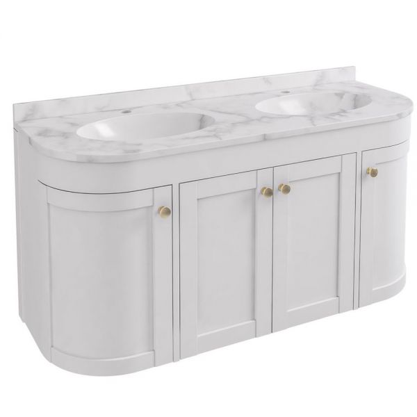 Eastbrook Hardwick 1200 White Wall Hung Curved Double Vanity Unit