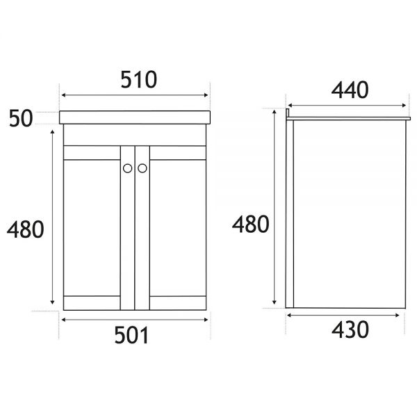 Eastbrook Hardwick 500 White Wall Hung Curved Vanity Unit #2