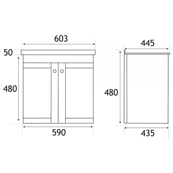 Eastbrook Hardwick 600 White Wall Hung Curved Vanity Unit #2