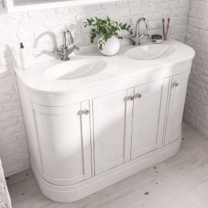 Eastbrook Hardwick 1200 White Floor Standing Curved Double Vanity Unit