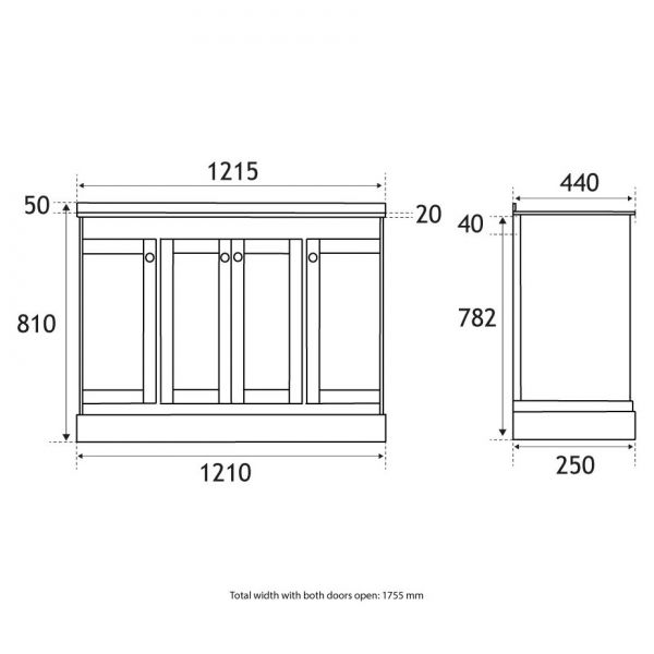 Eastbrook Hardwick 1200 White Floor Standing Curved Vanity Unit #3