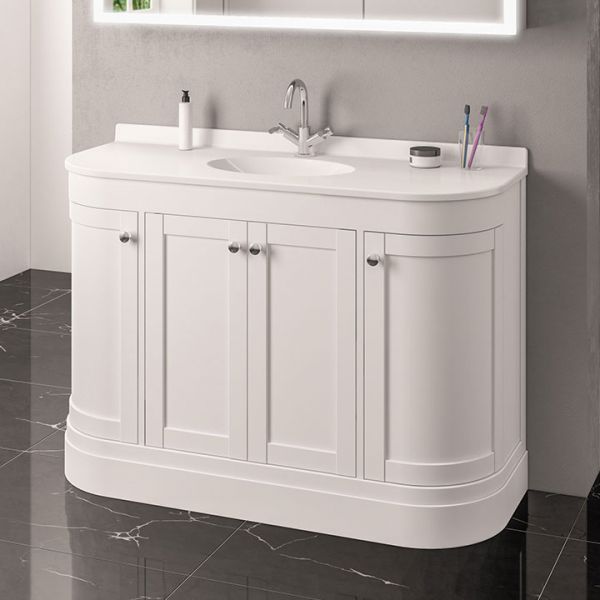 Eastbrook Hardwick 1200 White Floor Standing Curved Vanity Unit