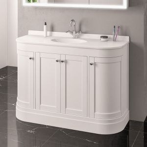 Eastbrook Hardwick 1200 White Floor Standing Curved Vanity Unit