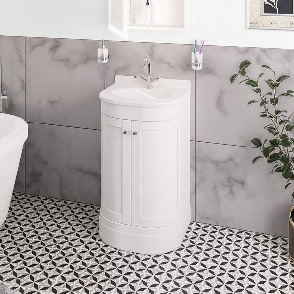 Eastbrook Hardwick 500 White Floor Standing Curved Vanity Unit #2