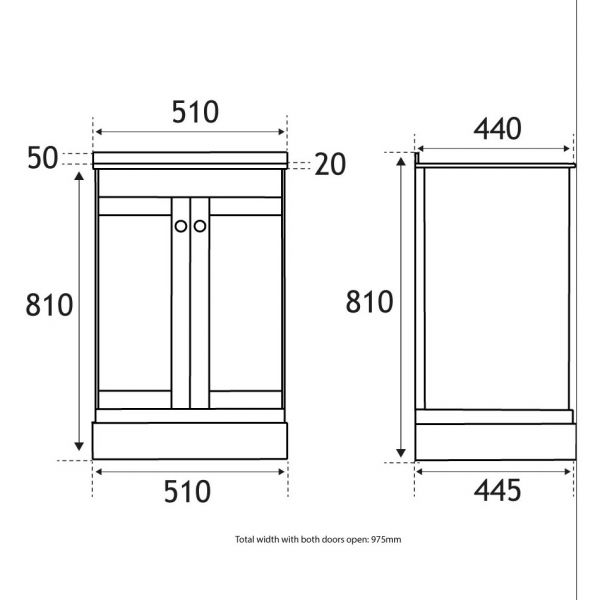 Eastbrook Hardwick 500 White Floor Standing Curved Vanity Unit #3