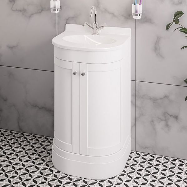 Eastbrook Hardwick 500 White Floor Standing Curved Vanity Unit