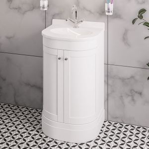 Eastbrook Hardwick 500 White Floor Standing Curved Vanity Unit