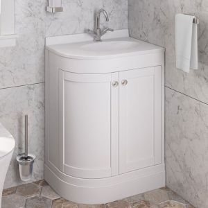 Eastbrook Hardwick 600 White Floor Standing Right Hand Curved Vanity Unit