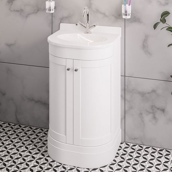 Eastbrook Hardwick 600 White Floor Standing Curved Vanity Unit