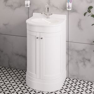 Eastbrook Hardwick 600 White Floor Standing Curved Vanity Unit