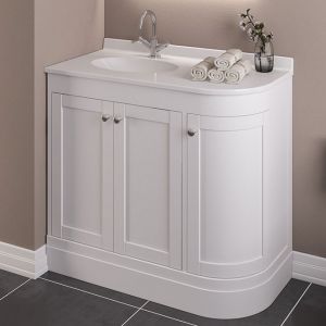 Eastbrook Hardwick 900 White Floor Standing Left Hand Curved Vanity Unit