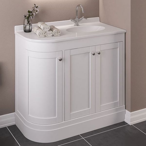 Eastbrook Hardwick 900 White Floor Standing Right Hand Curved Vanity Unit