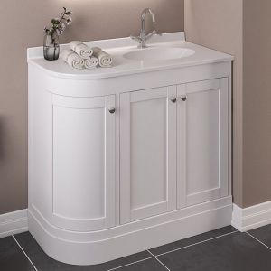 Eastbrook Hardwick 900 White Floor Standing Right Hand Curved Vanity Unit
