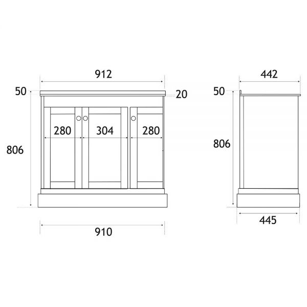 Eastbrook Hardwick 900 White Floor Standing Curved Vanity Unit #2