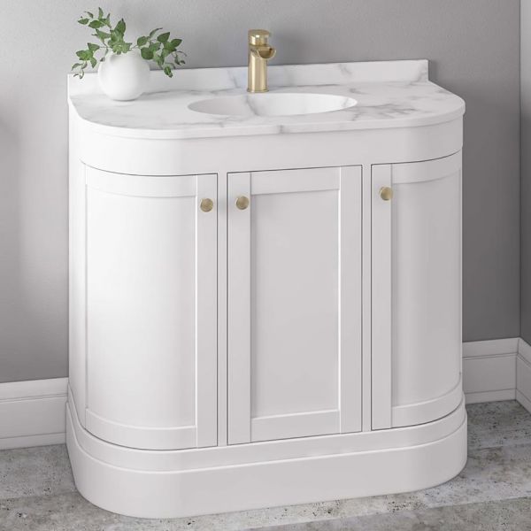 Eastbrook Hardwick 900 White Floor Standing Curved Vanity Unit