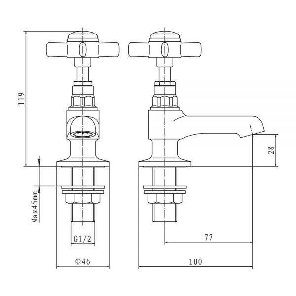 Eastbrook Haymarket Chrome Basin Pillar Taps #2