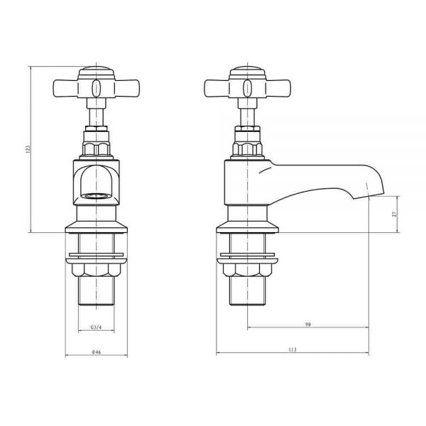 Eastbrook Haymarket Chrome Bath Pillar Taps #2