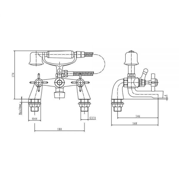 Eastbrook Haymarket Chrome Bath Shower Mixer Tap #2