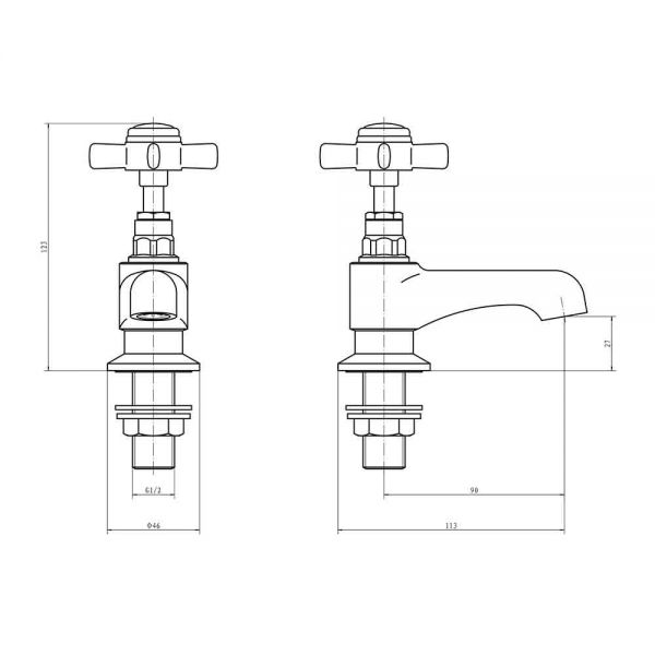 Eastbrook Haymarket Luxury Chrome Basin Pillar Taps #2