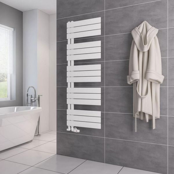 Eastbrook Helmsley 1400 x 500 Matt White Designer Towel Rail #2