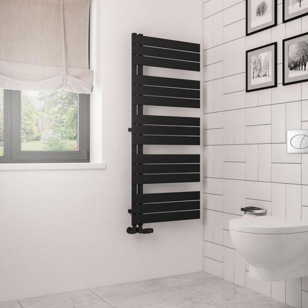 Eastbrook Helmsley 1400 x 600 Matt Black Designer Towel Rail #2