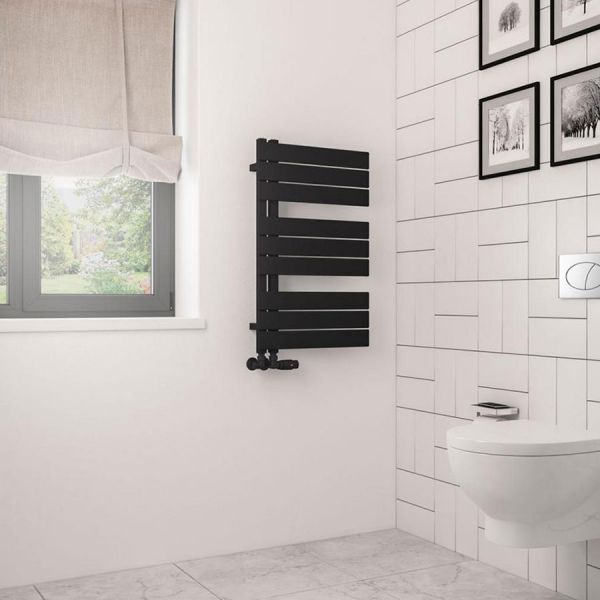 Eastbrook Helmsley 800 x 500 Matt Black Designer Towel Rail #2