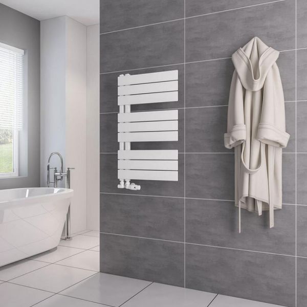 Eastbrook Helmsley 800 x 500 Matt White Designer Towel Rail #2